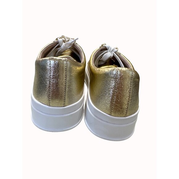 Stuart Weitzman Women’s Gold Shimmer Shoe/Sneakers Sz 9.5 SKU 5033 - Picture 6 of 12